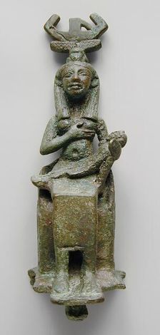 Isis Wearing a Barque Headress Suckling Her Son Horus, Late Period-Ptolemaic Period... Creator: Unknown