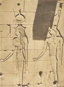 Isis et Horus-Arsiési - Bas-relief du Temple de Kalabcheh (Talmis), April 8, 1850. Creator: Maxime du Camp