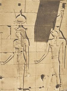 Isis et Horus-Arsiési - Bas-relief du Temple de Kalabcheh (Talmis), April 8, 1850. Creator: Maxime du Camp