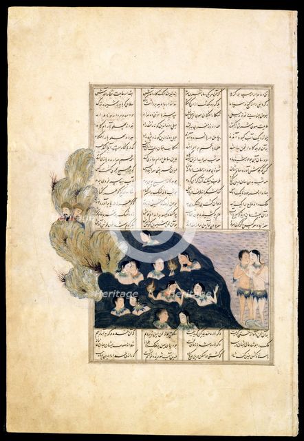 Iskander Watching the Sirens. (Manuscript illumination from the epic Iskandar-nameh). Artist: Iranian master  