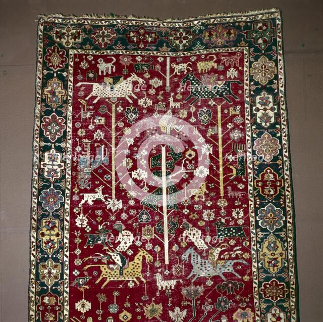 Islamic Carpet illustrating Hunting, the Caucasus, 17th century. Artist: Unknown.