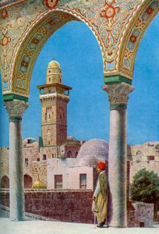 Islamic minaret on Temple Mount, Jerusalem, Palestine, c1930s. Artist: Donald McLeish