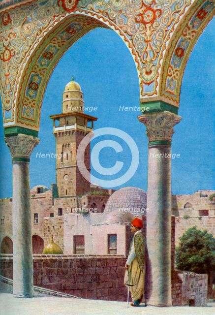 Islamic minaret on Temple Mount, Jerusalem, Palestine, c1930s. Artist: Donald McLeish