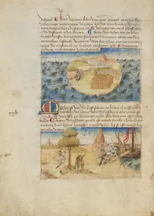 Island of Milos [Melo] (Greece, Island in the Aegean Sea) and Media, about 1460-1465. Creator: Master of the Geneva Boccaccio