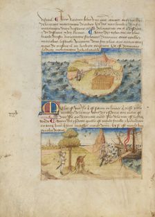 Island of Milos [Melo] (Greece, Island in the Aegean Sea) and Media, about 1460-1465. Creator: Master of the Geneva Boccaccio