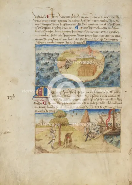Island of Milos [Melo] (Greece, Island in the Aegean Sea) and Media, about 1460-1465. Creator: Master of the Geneva Boccaccio.
