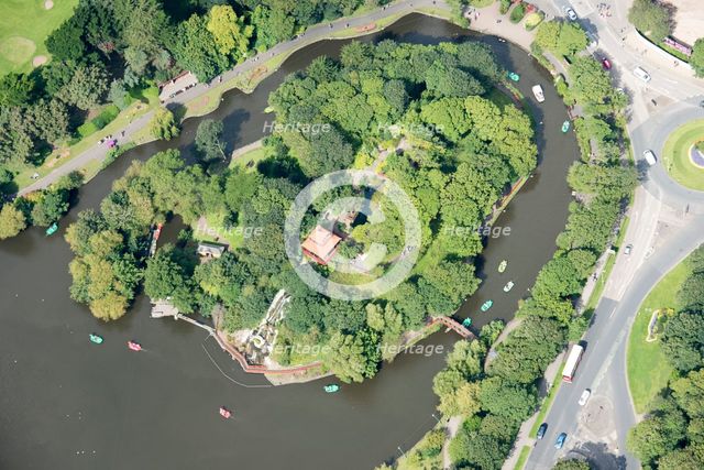 Island in Peasholm Park, Scarborough, North Yorkshire, 2017. Creator: Emma Trevarthen.