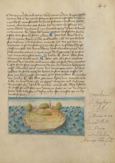 Island (Isle); Livre des merveilles du monde (Book of the Marvels of the World), about 1460-1465. Creator: Master of the Geneva Boccaccio