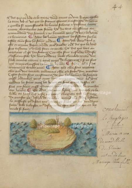 Island (Isle); Livre des merveilles du monde (Book of the Marvels of the World), about 1460-1465. Creator: Master of the Geneva Boccaccio.
