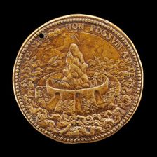 Island with High Wall and Rock [reverse], c. 1552/1584. Creator: Pietro Paolo Galeotti