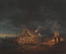 Islanders at a campfire, 1813. Creator: Alexander Lauréus