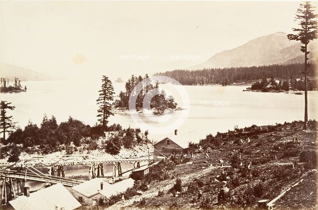 Islands in the Upper Cascades, Oregon, 1867, printed ca. 1876. Creator: Carleton Emmons Watkins.