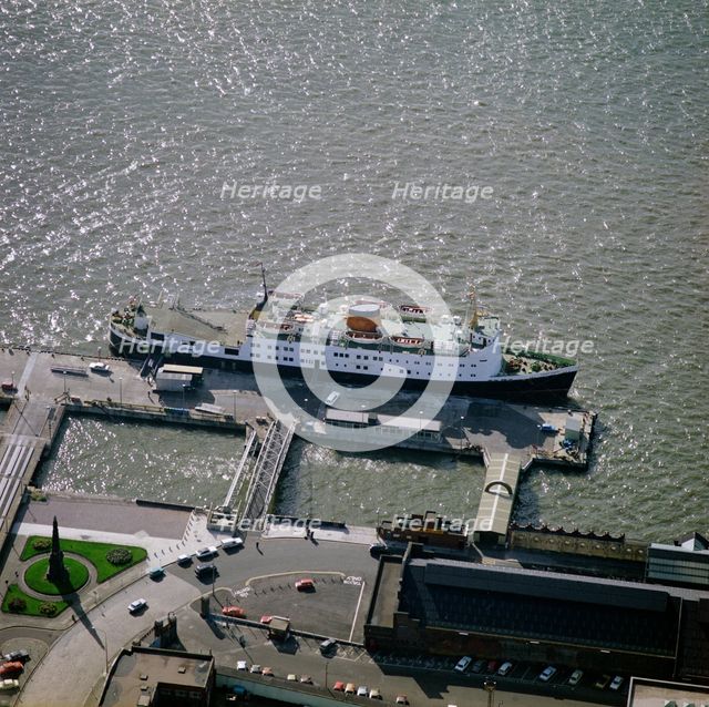 Isle of Man ferry 'Mona's Queen' berthed at the Liverpool Landing Stage, Merseyside, 1977. Artist: Aerofilms.