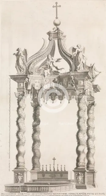 Isolated View of Bernini's Baldacchino. Plate 39 from the Album 'Basilica di S. Pietro ..., 1653-91. Creator: Giovanni Giacomo De Rossi.