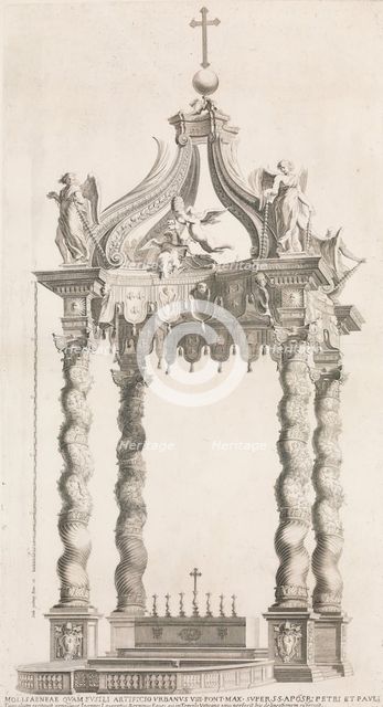 Isolated View of Bernini's Baldacchino. Plate 39 from the Album 'Basilica di S. Pietro ..., 1653-91. Creator: Giovanni Giacomo De Rossi.