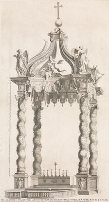 Isolated View of Bernini's Baldacchino. Plate 39 from the Album Basilica di S. Pietro ..., 1653-91. Creator: Giovanni Giacomo De Rossi