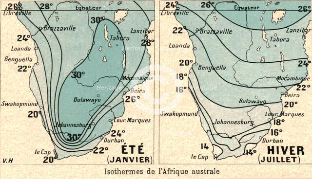 ''Isothermes de l'Afrique australe; Afrique Australe', 1914. Creator: Unknown.