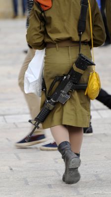 Israeli female soldier at Western Wall, Israel, Jerusalem, 2013. Creator: LTL