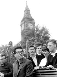 Israeli secondary school students, Westminster Pier, London, 26 July 1966