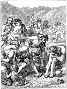 Israelites in the wilderness collecting the manna that fell from Heaven, 1869