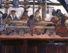 Issogne Castle, frescoes, detail of the guard