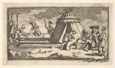 Issued Barley Instead of Wheat [first version] (John Beaver, Roman Military Punishme..., after 1725. Creator: William Hogarth