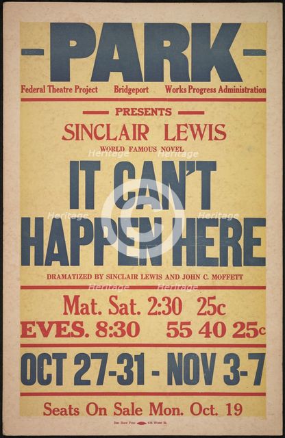 It Can't Happen Here, Bridgeport, CT, [193-]. Creator: Unknown.