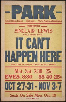 It Can't Happen Here, Bridgeport, CT, [193-]. Creator: Unknown