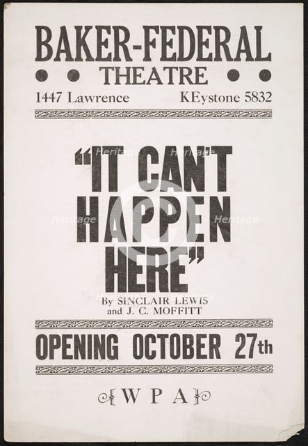 It Can't Happen Here, Denver, 1936. Creator: Unknown.