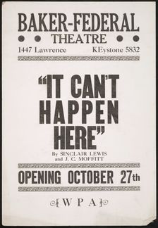 It Can't Happen Here, Denver, 1936. Creator: Unknown