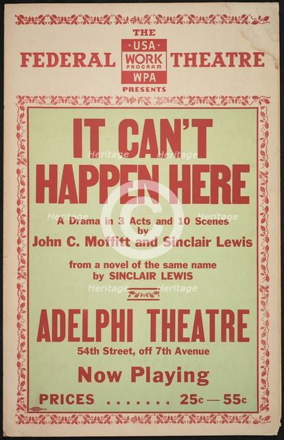 It Can't Happen Here, New York, 1936. Creator: Unknown.