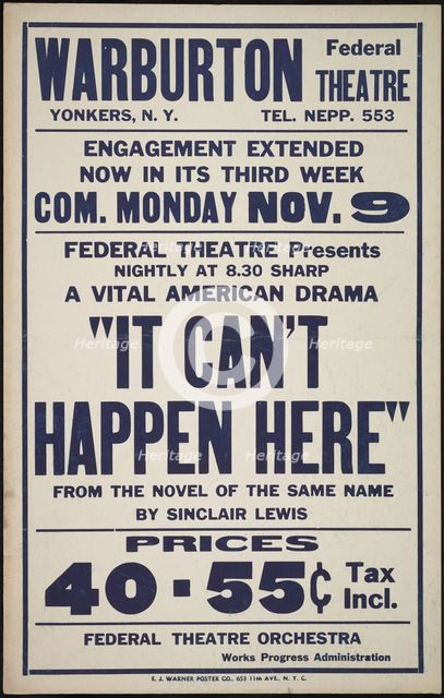 It Can't Happen Here, Yonkers, NY, [193-]. Creator: Unknown.