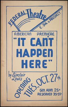 It Can't Happen Here, 1936. Creator: Unknown