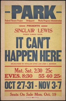 It Can't Happen Here, Bridgeport, CT, [193-]. Creator: Unknown