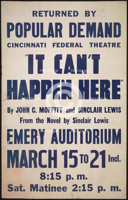 It Can't Happen Here, Cincinnati, [193-]. Creator: Unknown.