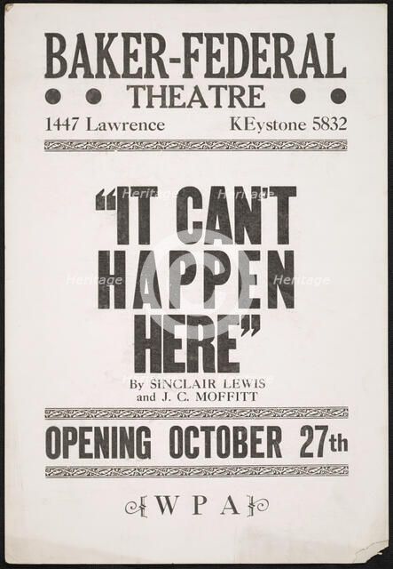 It Can't Happen Here, Denver, 1936. Creator: Unknown.