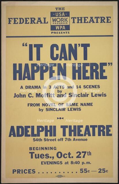 It Can't Happen Here, New York, 1936. Creator: Unknown.