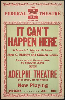 It Can't Happen Here, New York, 1936. Creator: Unknown