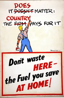 It doesn't (does) matter the firm (country) pays for it WWII poster, between 1939 and 1946. Creators: Central Office of Information, Cyril Kenneth Bird