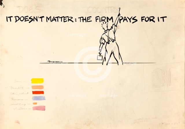 'It doesn't matter the firm pays for it', British poster advocating fuel economy, WWII, c1939-c1945. Creator: Cyril Kenneth Bird.