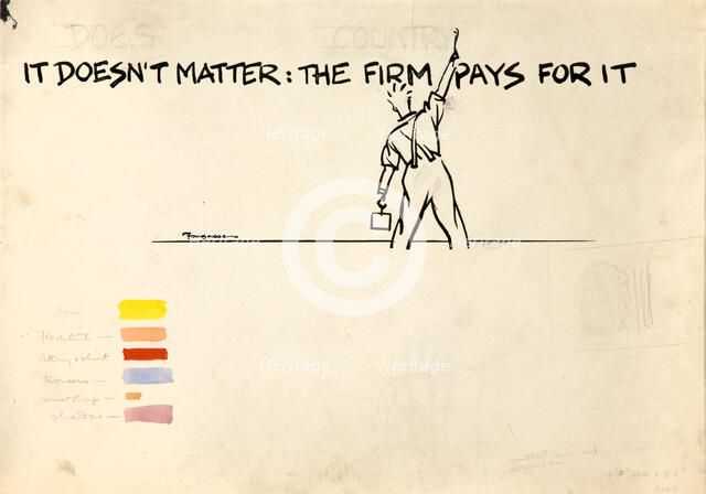 'It doesn't matter the firm pays for it', British poster advocating fuel economy, WWII, c1939-c1945. Creator: Cyril Kenneth Bird.