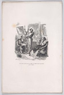 It is good that he coaxes and flatters her in front of her husband. from the Little Miseri..., 1843. Creator: Jean Ignace Isidore Gerard