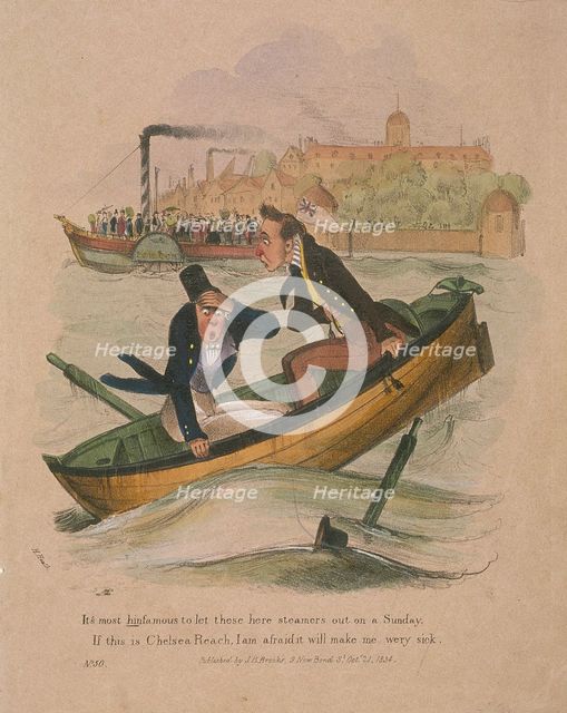 'It's most hinfamous to let these here steamers out on a Sunday...', 1834. Artist: Anon