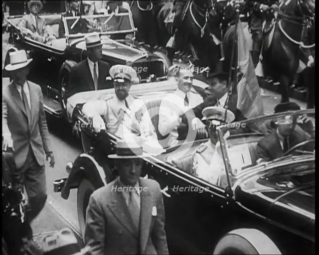 Italo Balbo Sitting in a Car With Others, 1933. Creator: British Pathe Ltd.