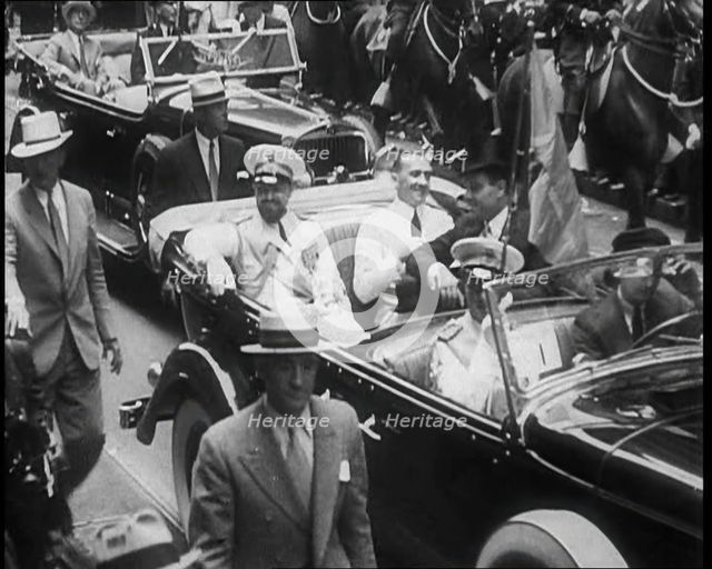 Italo Balbo Sitting in a Car With Others, 1933. Creator: British Pathe Ltd.