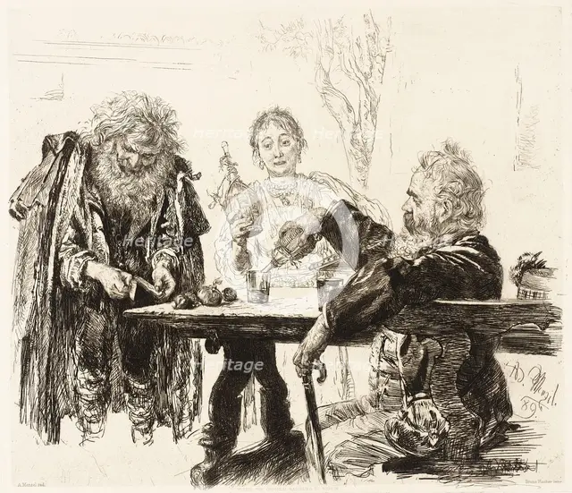 Italian Tavern Scene, 1889. Creator: Adolph Menzel.