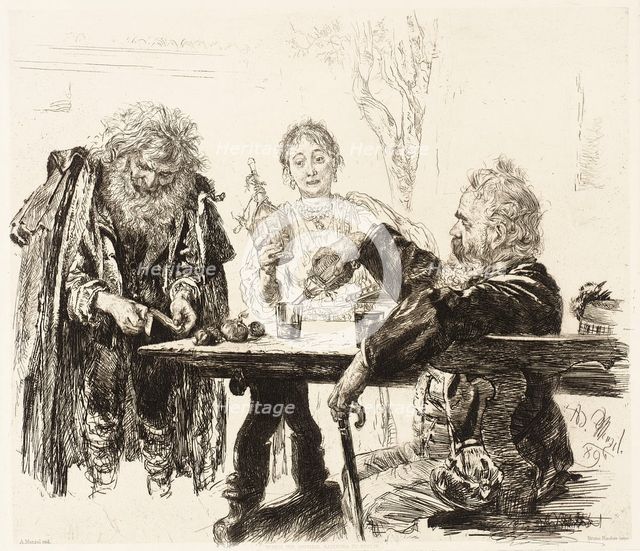 Italian Tavern Scene, 1889. Creator: Adolph Menzel.