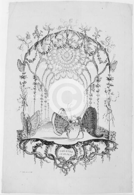 Italian Theatre (Théatre Italien), from Essai de Papilloneries Humaines par Saint A..., ca. 1756-60. Creator: Charles-Germain de Saint-Aubin.