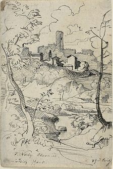 Italian Town with River (recto); View of a Town (verso), n.d. Creator: Friedrich Nerly