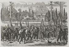 Italian troops taking possession of the Piazza del Popolo, 1871. Creator: Celestino Sadurni